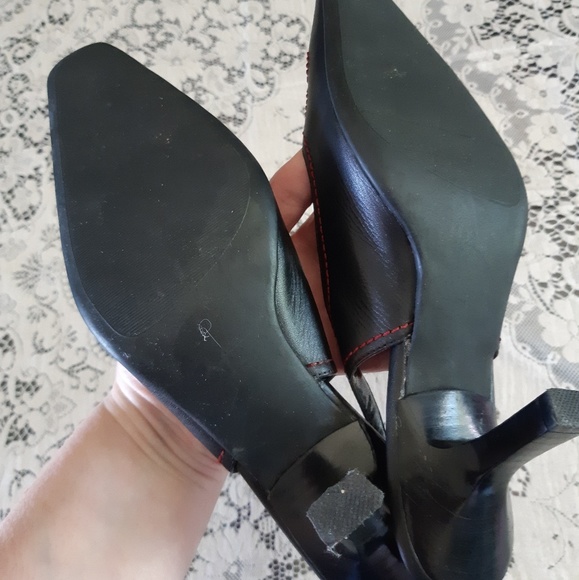 Alfani Black Red Sling Back Heeled Shoes Size 5.5 - Picture 8 of 8
